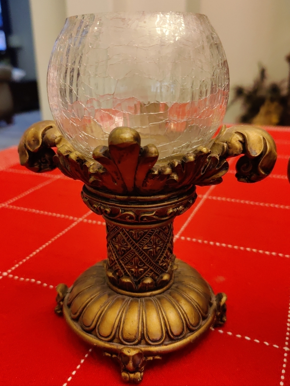 Ornate Gold Glass Globe Candle Holders - Set of 2 - Picture 4 of 10